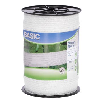 Taśma ogrodzeniowa BASIC 200m x 40mm biała Kerbl