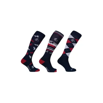 Podkolanówki jeździeckie trójpak Fair Play MIX